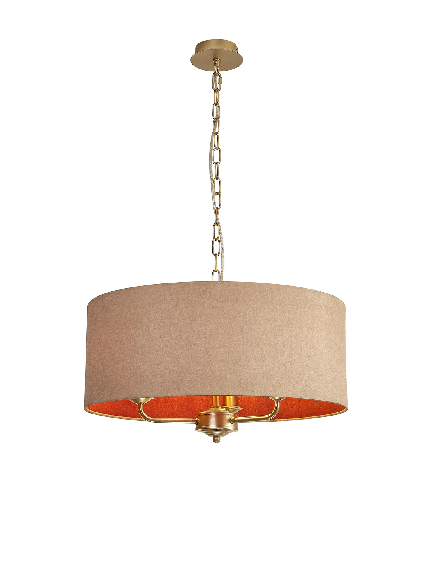 DK0967  Banyan 50cm 3 Light Pendant Champagne Gold; Antique Gold/Ruby